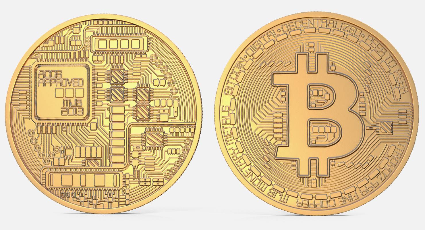 Gold Bitcoin Coin 3D
