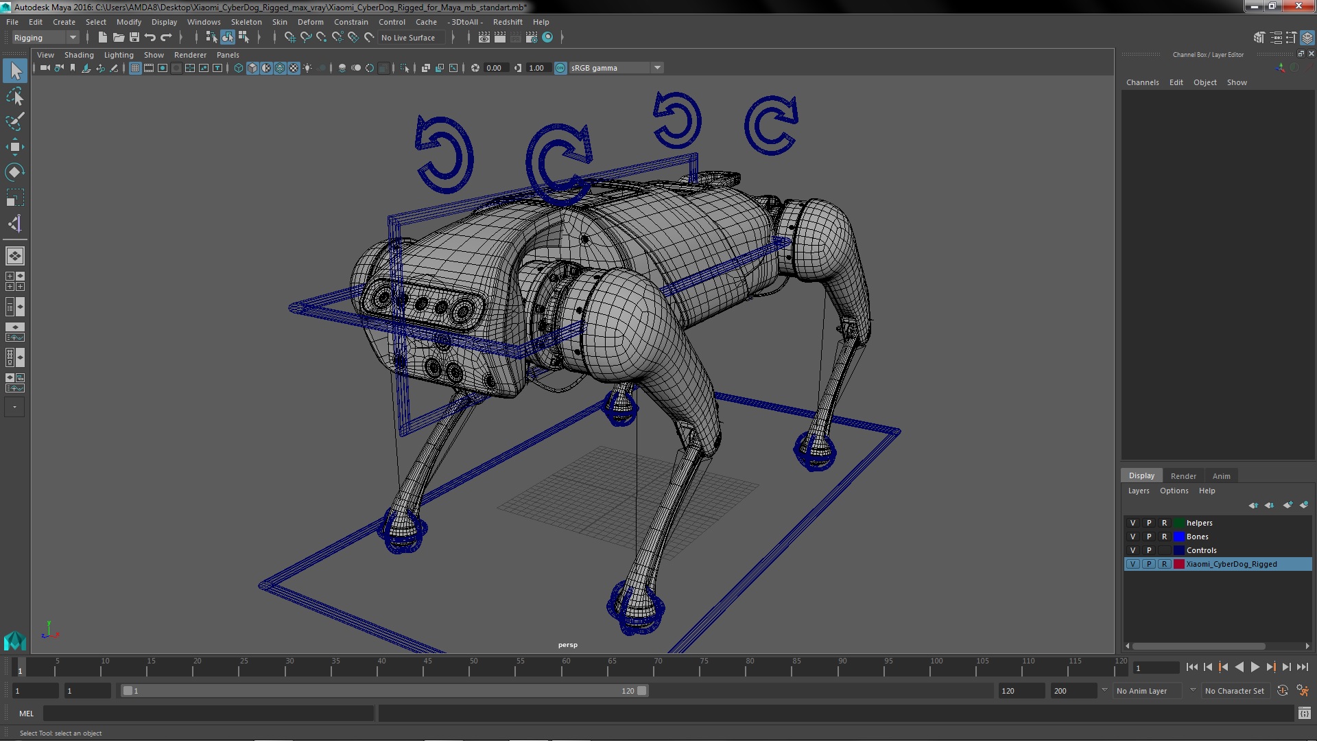 3D Xiaomi Cyberdog Rigged for Maya