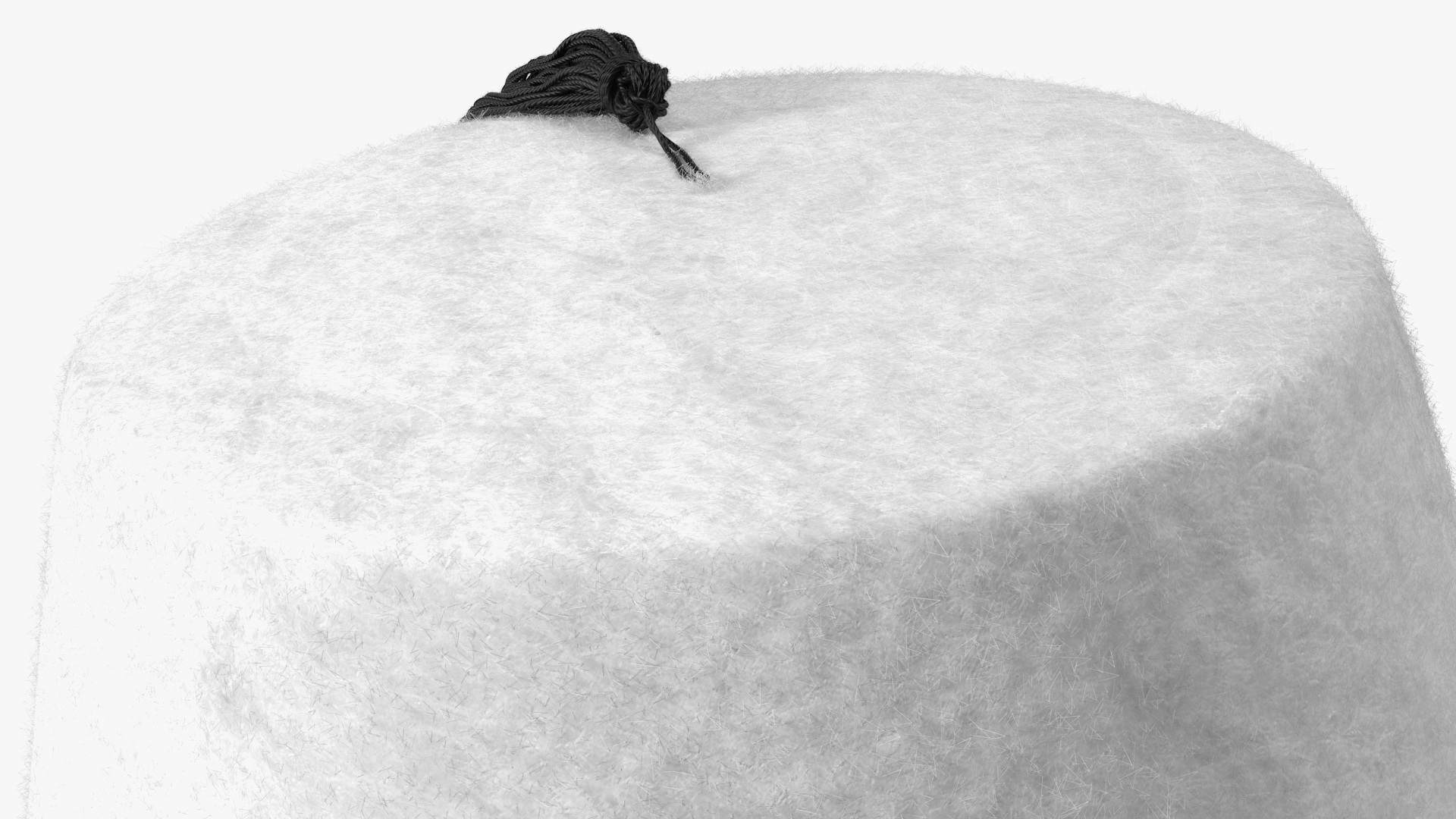 Traditional Arabic White Fez Hat With Black Tassel Fur 3D model