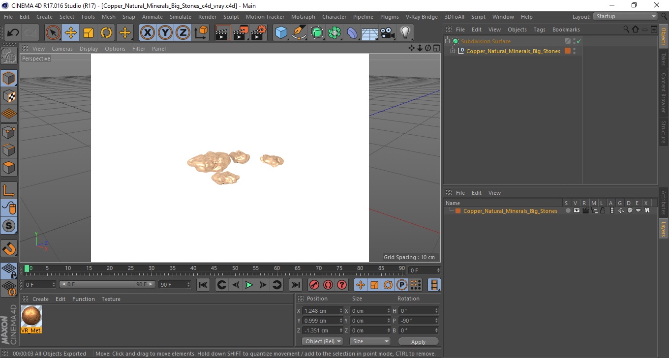 Copper Natural Minerals Big Stones 3D model