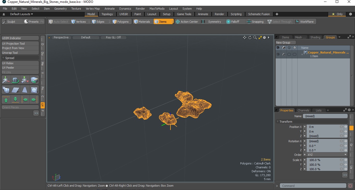 Copper Natural Minerals Big Stones 3D model