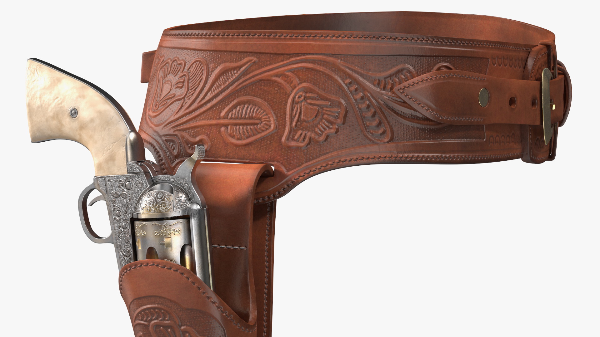 3D model Western Gun Belt with Revolver