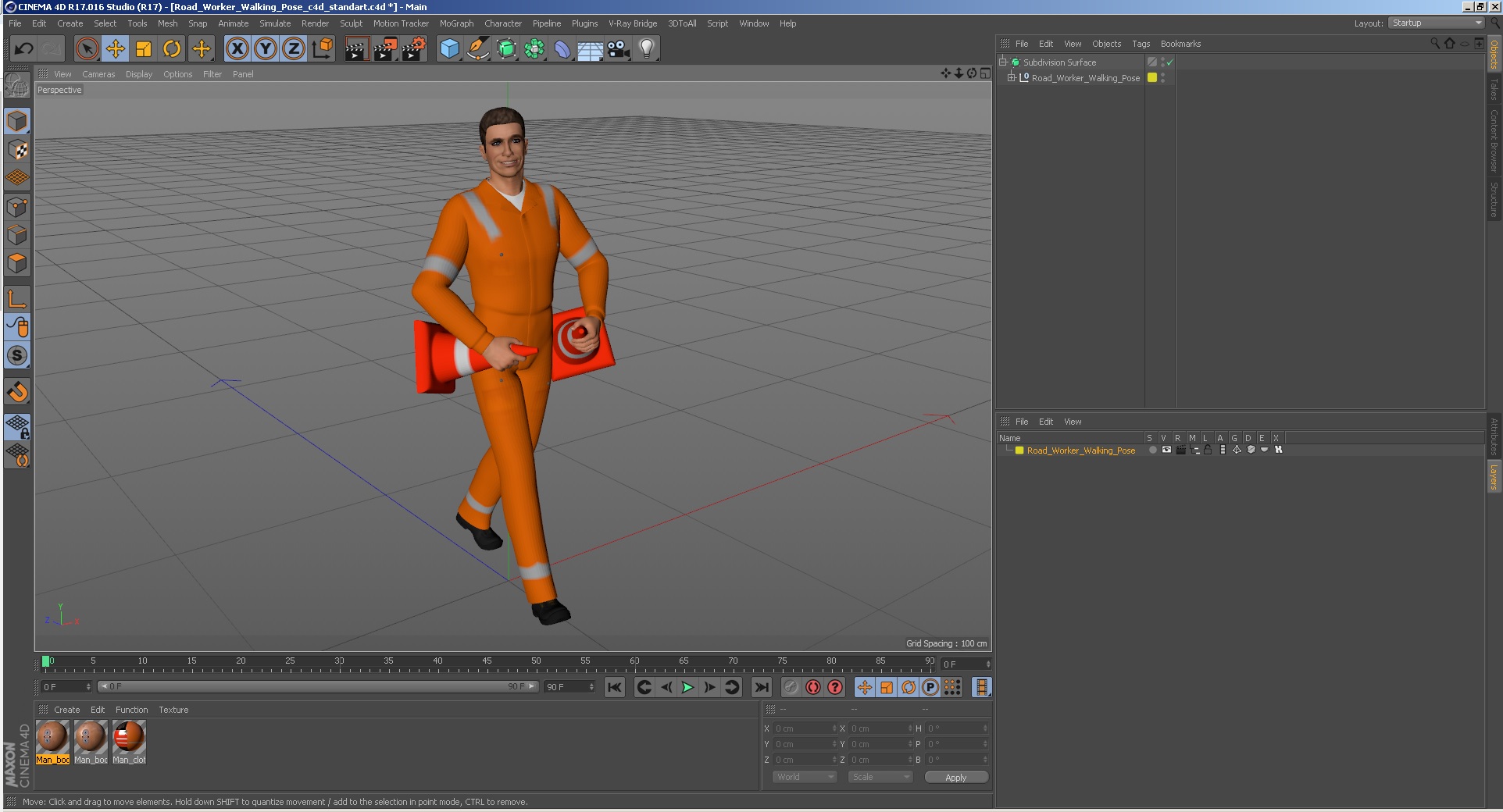 Road Worker Walking Pose 3D model