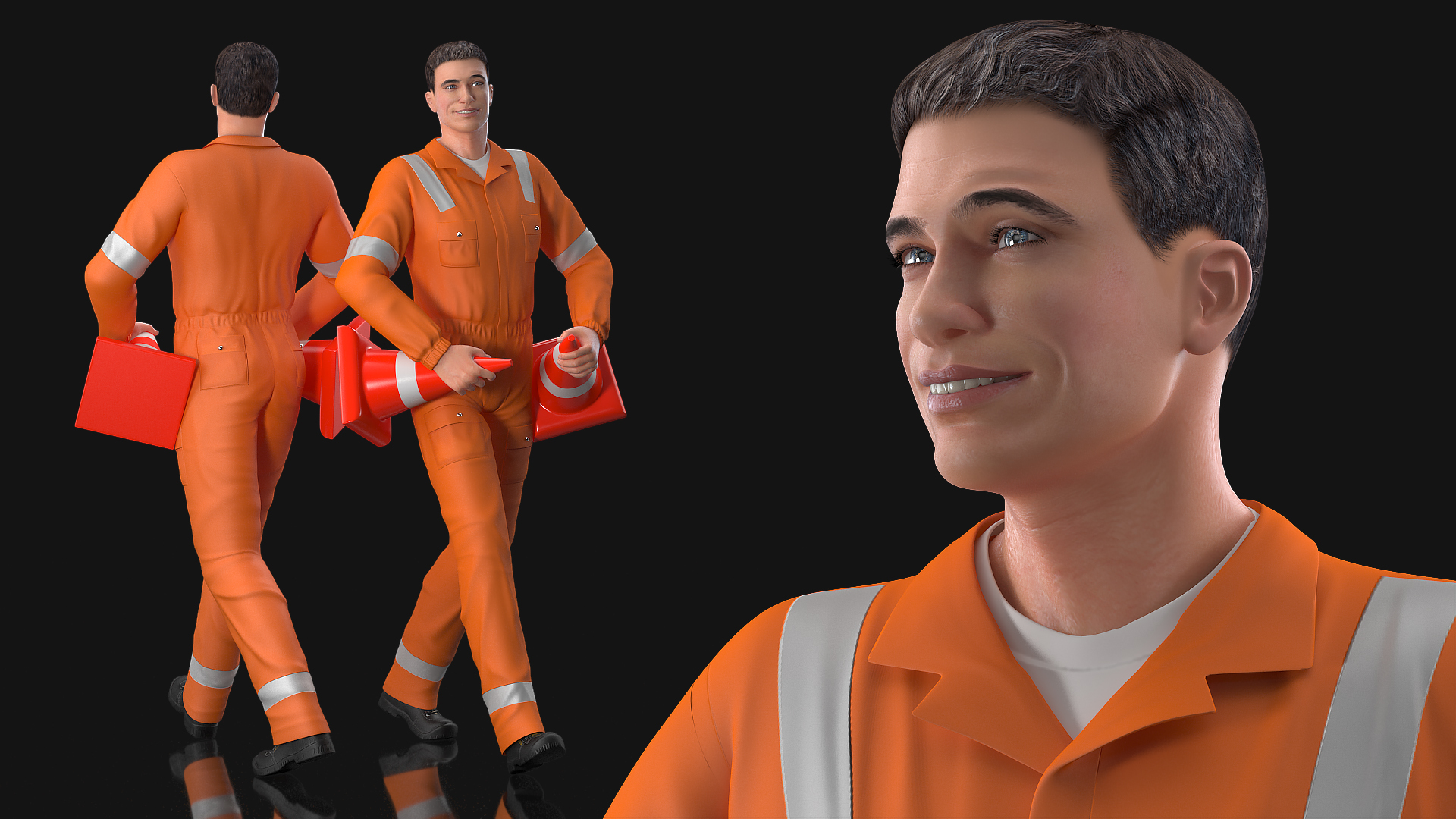 Road Worker Walking Pose 3D model