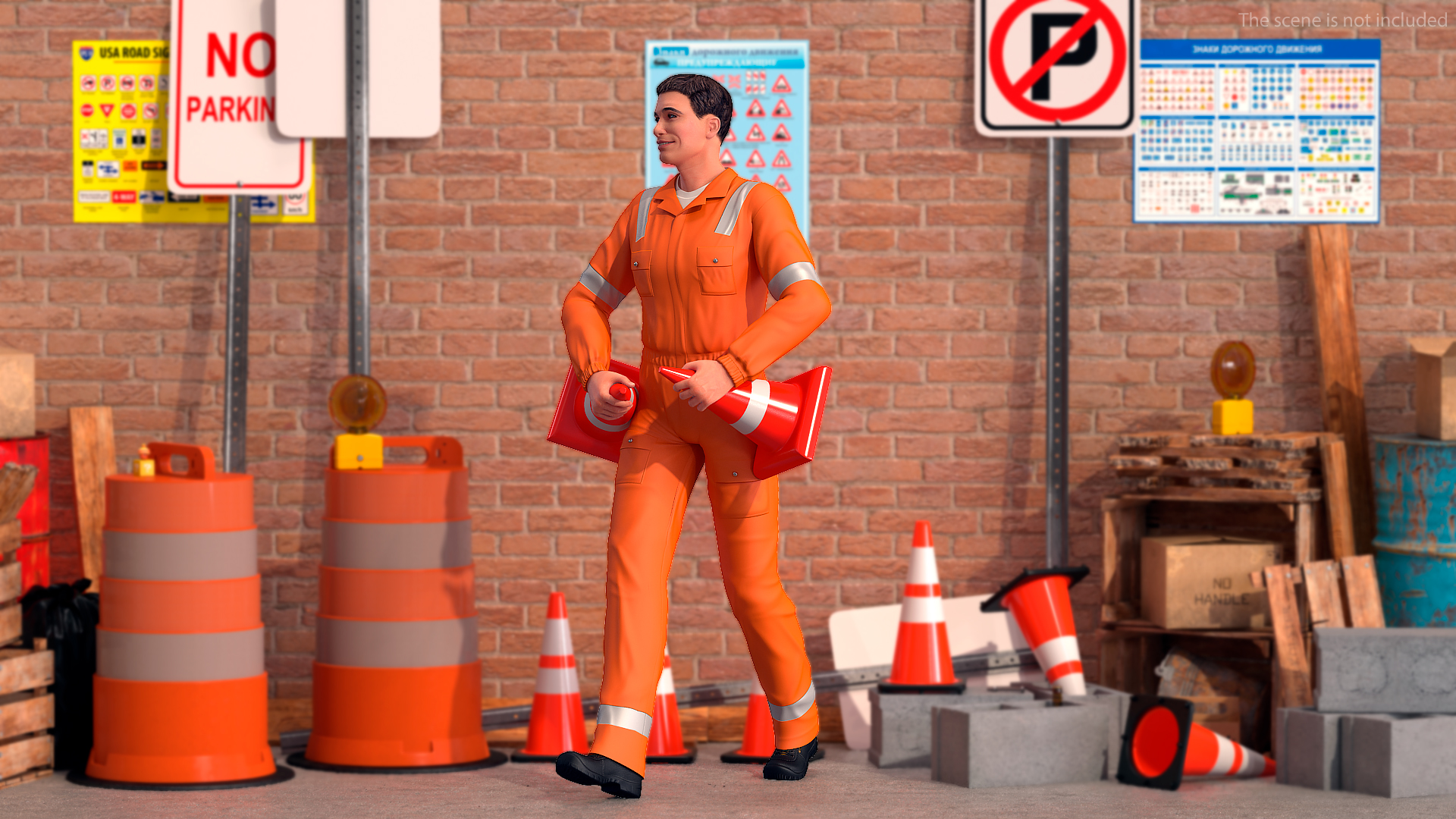 Road Worker Walking Pose 3D model