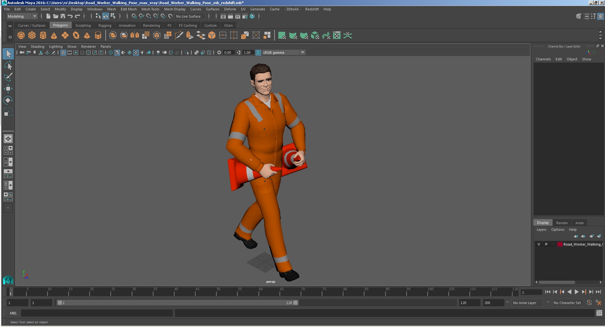 Road Worker Walking Pose 3D model