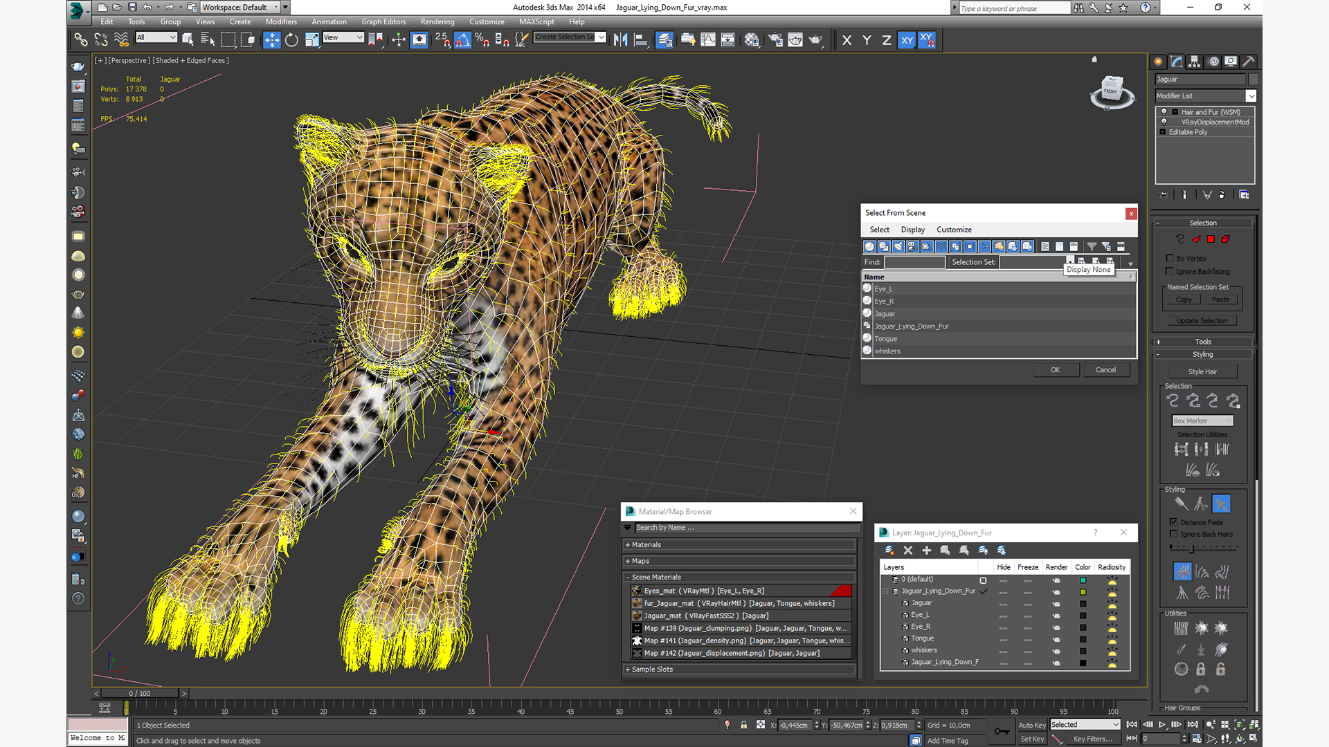 3D Jaguar Lying Down Fur