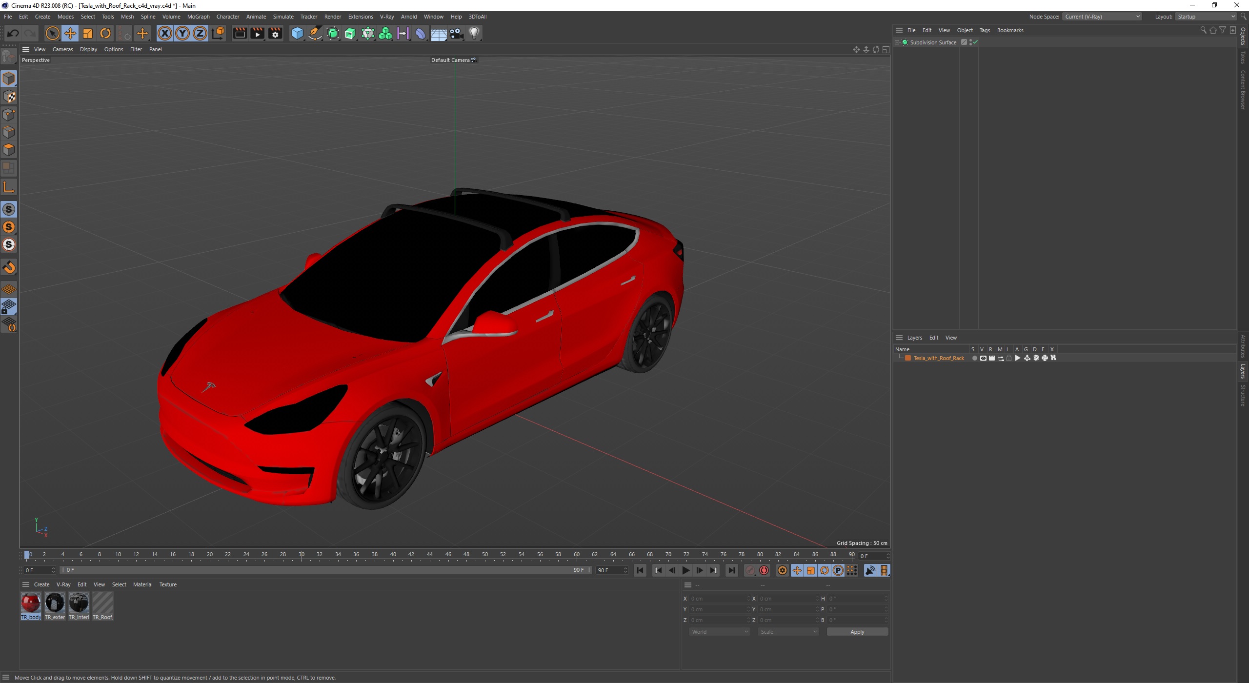 3D model Tesla with Roof Rack