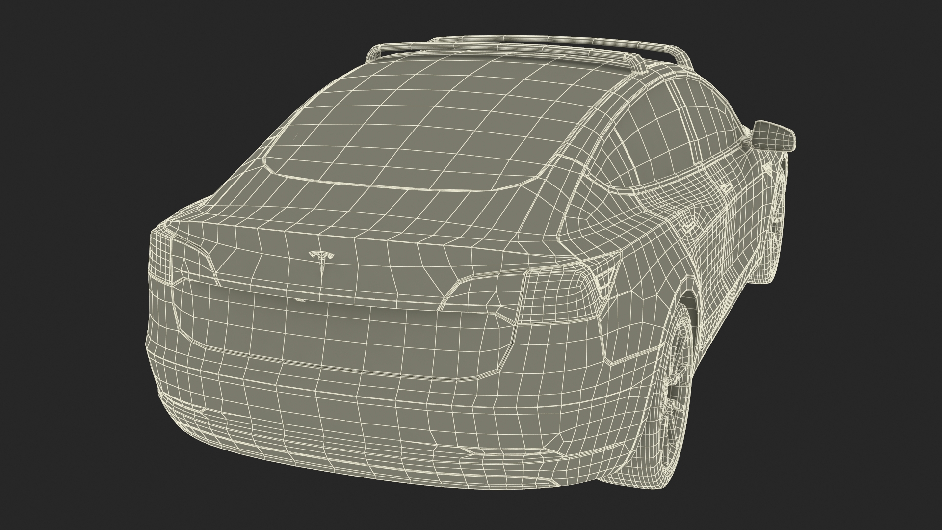 3D model Tesla with Roof Rack