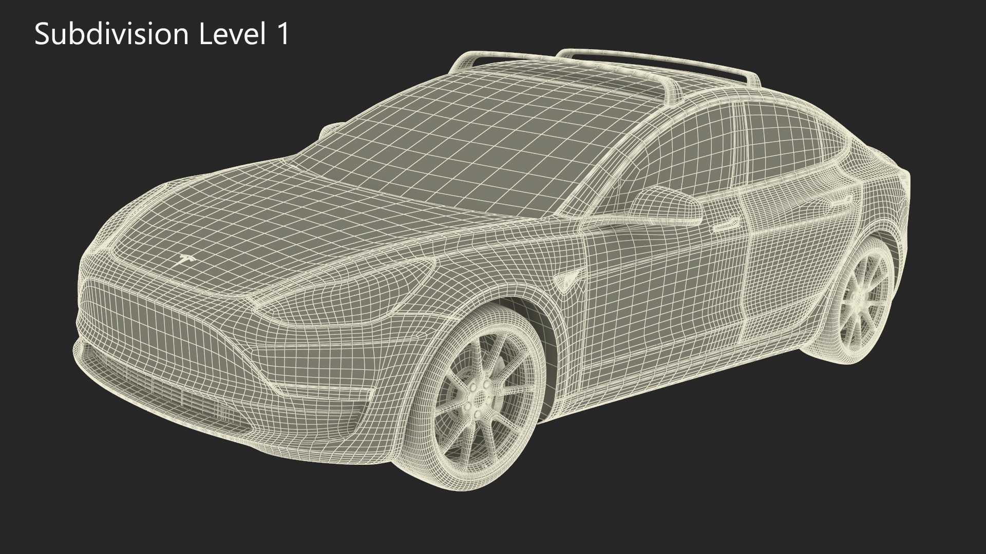 3D model Tesla with Roof Rack