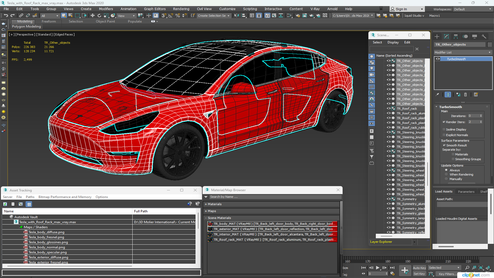 3D model Tesla with Roof Rack