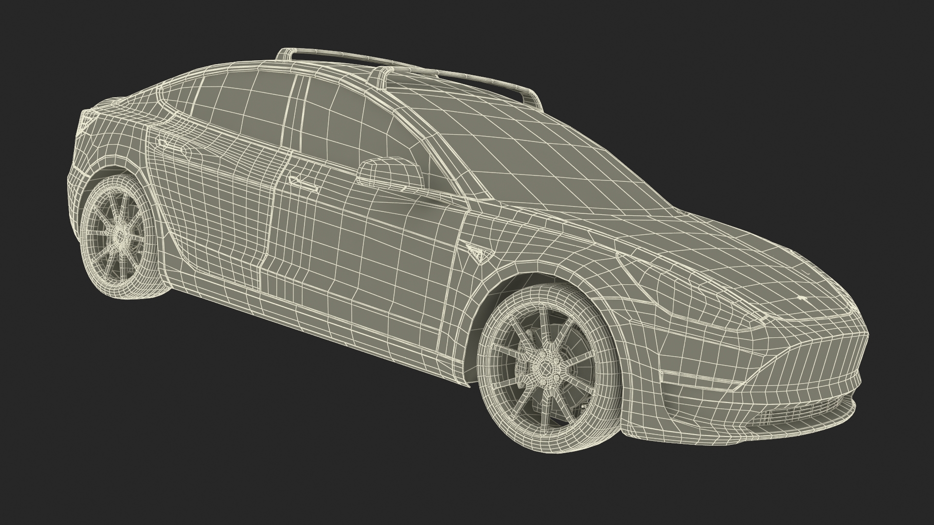 3D model Tesla with Roof Rack