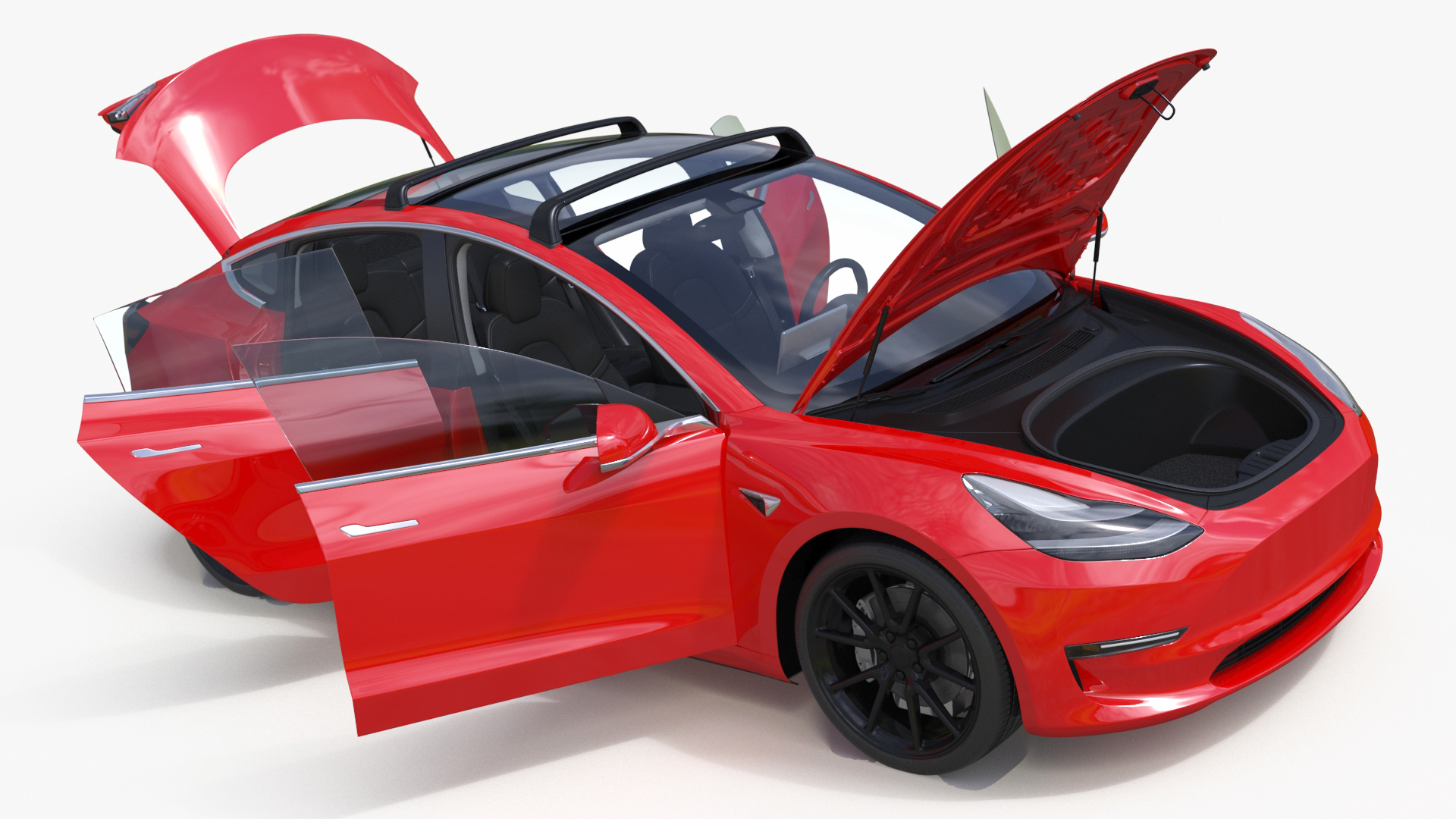 3D model Tesla with Roof Rack