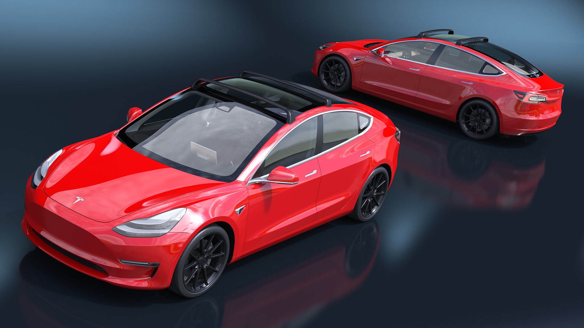 3D model Tesla with Roof Rack
