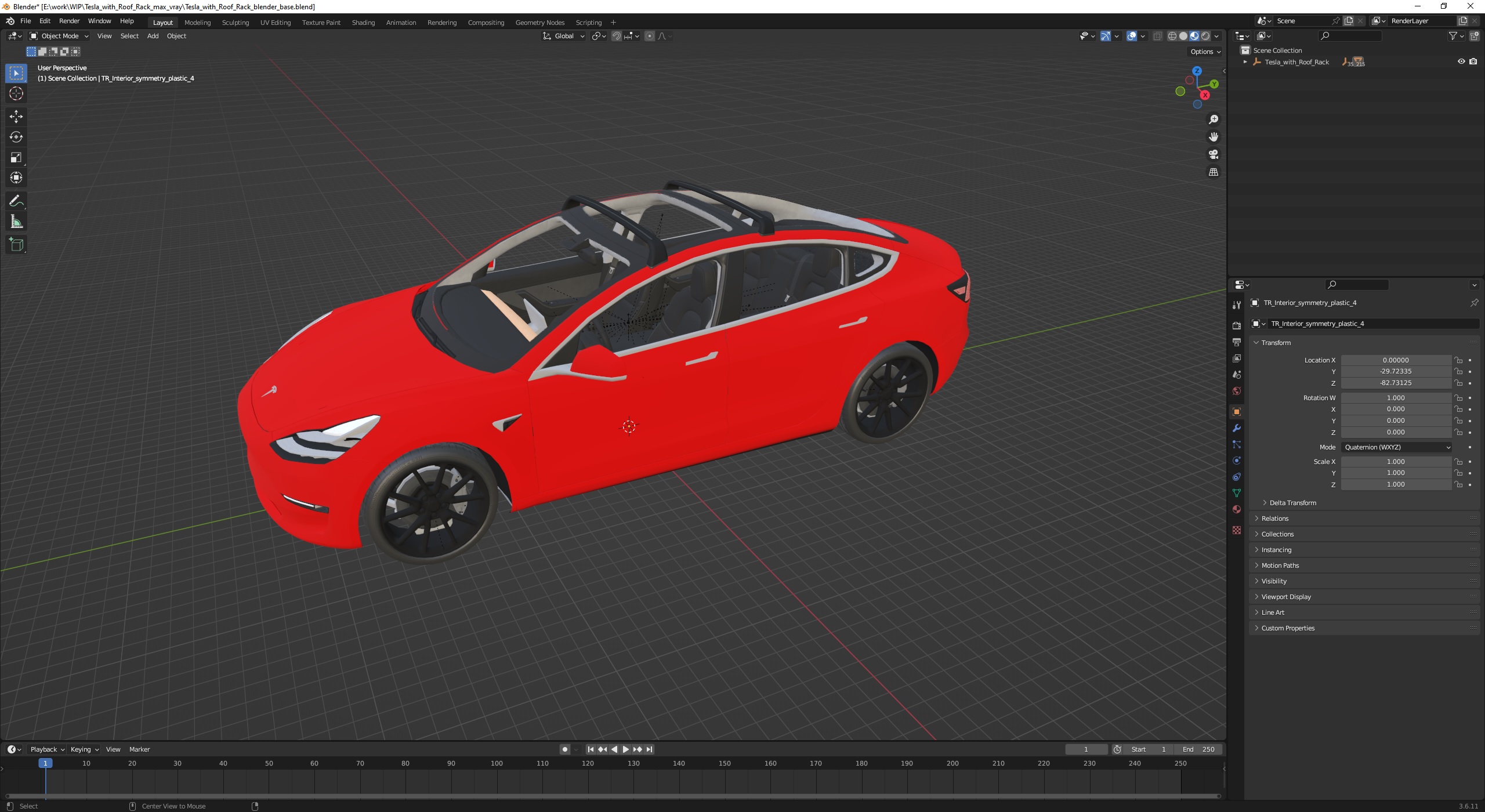 3D model Tesla with Roof Rack