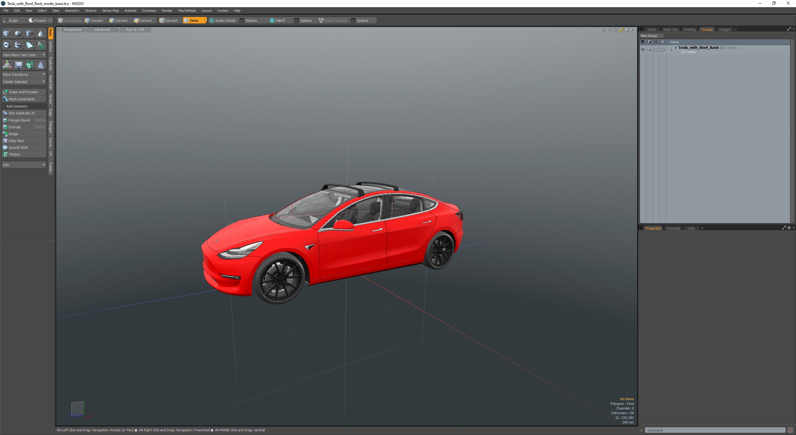 3D model Tesla with Roof Rack