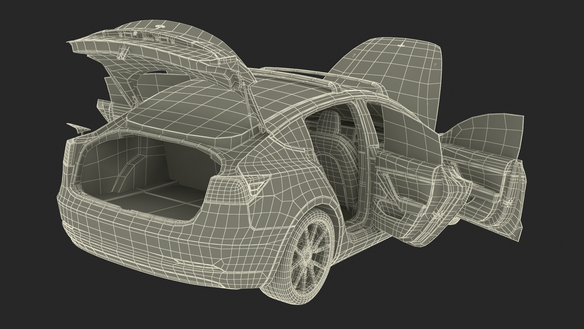 3D model Tesla with Roof Rack