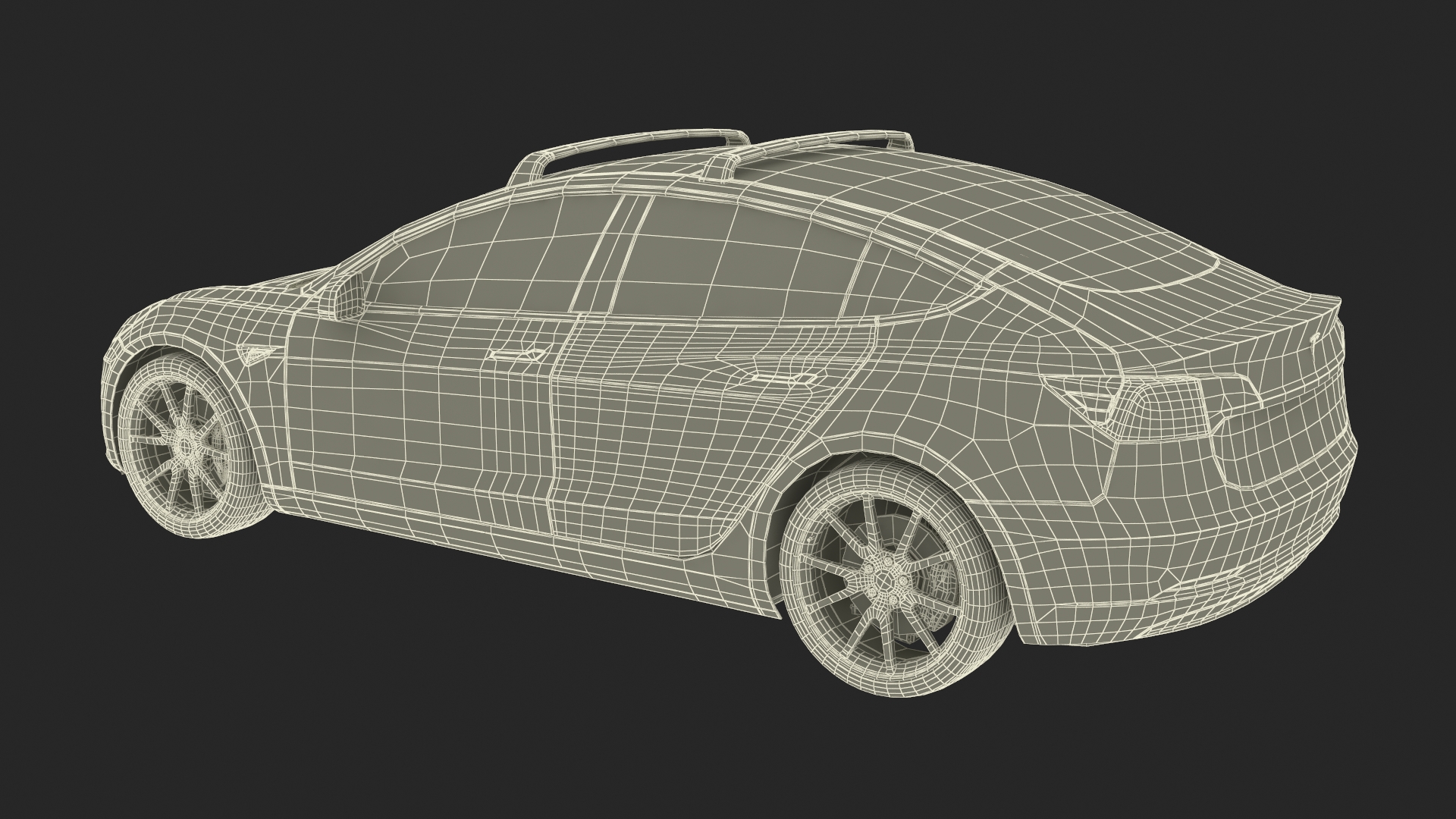 3D model Tesla with Roof Rack