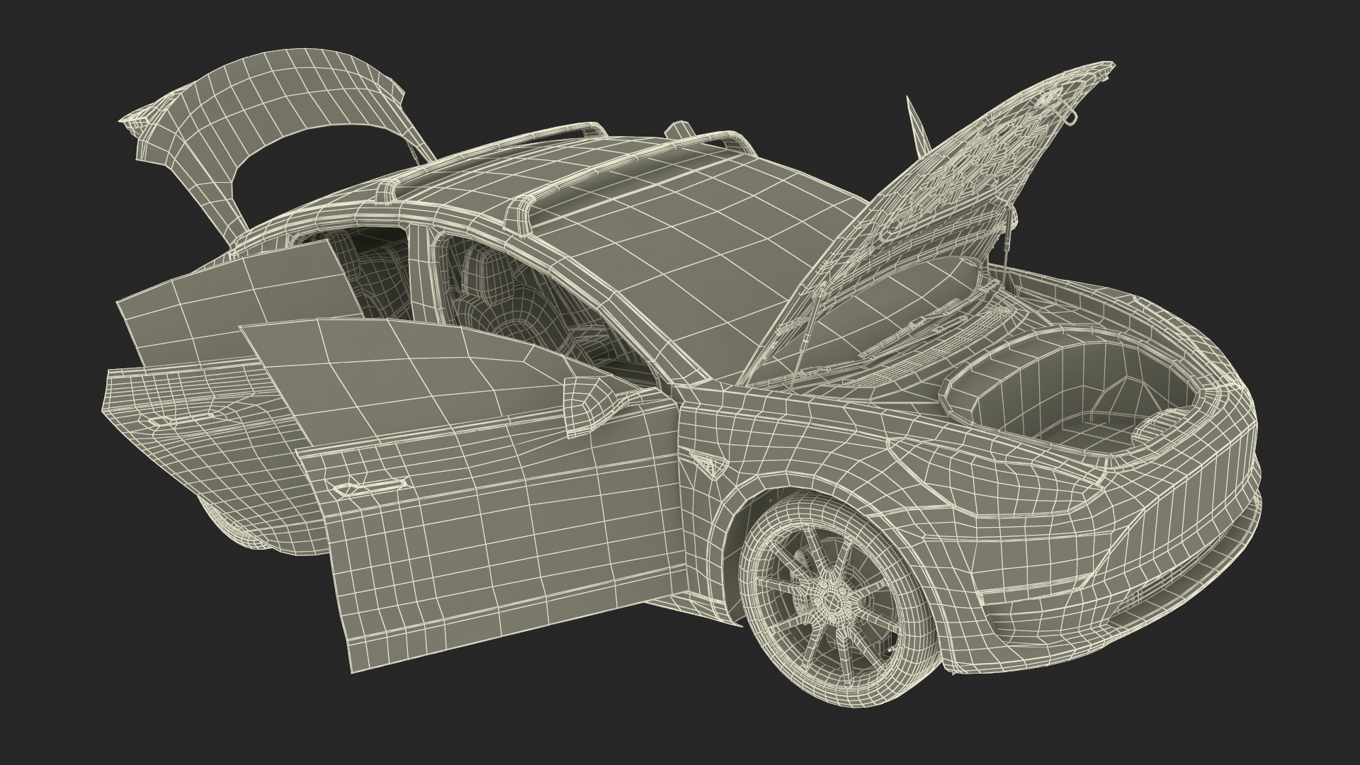 3D model Tesla with Roof Rack