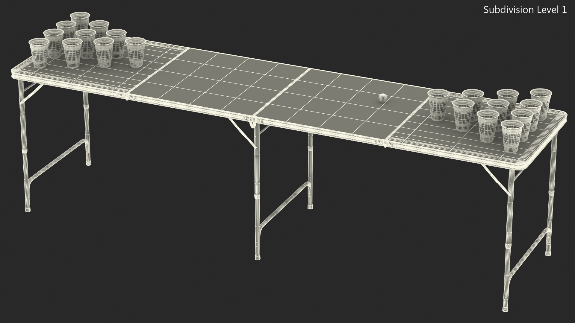 3D Cup Pong Foldable Table model