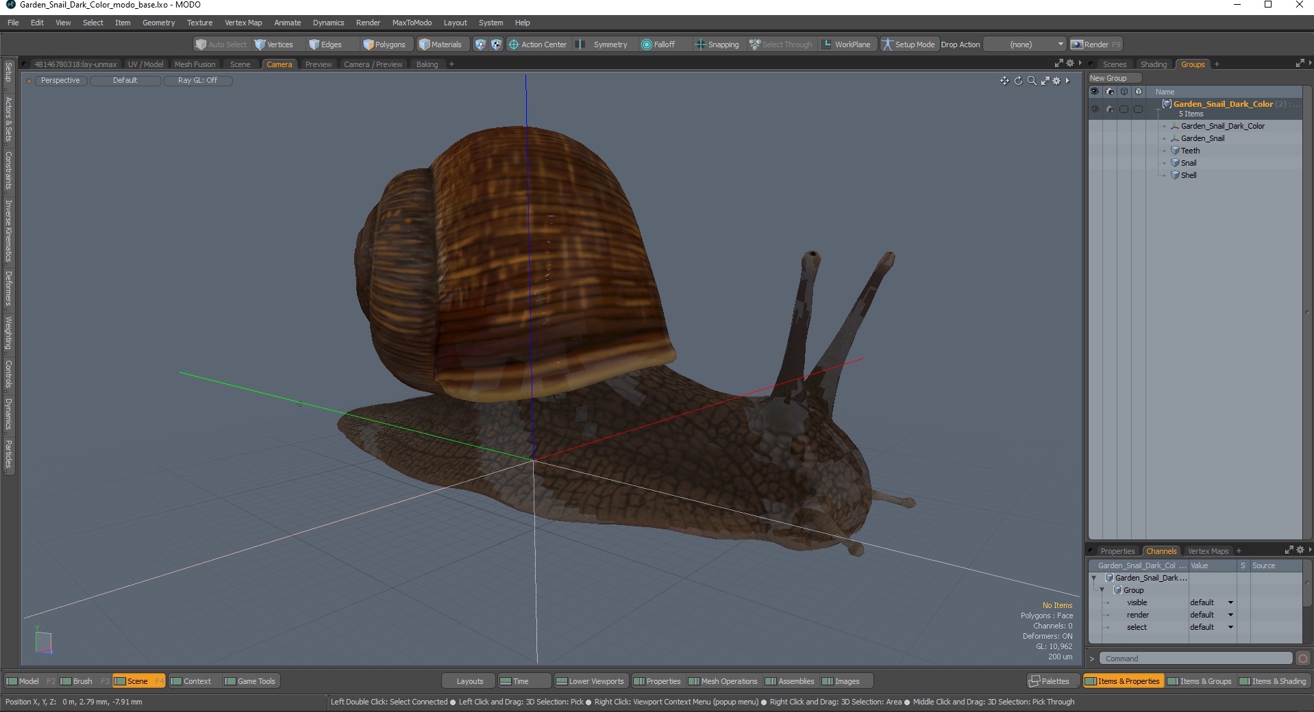 3D Garden Snail Dark Color model