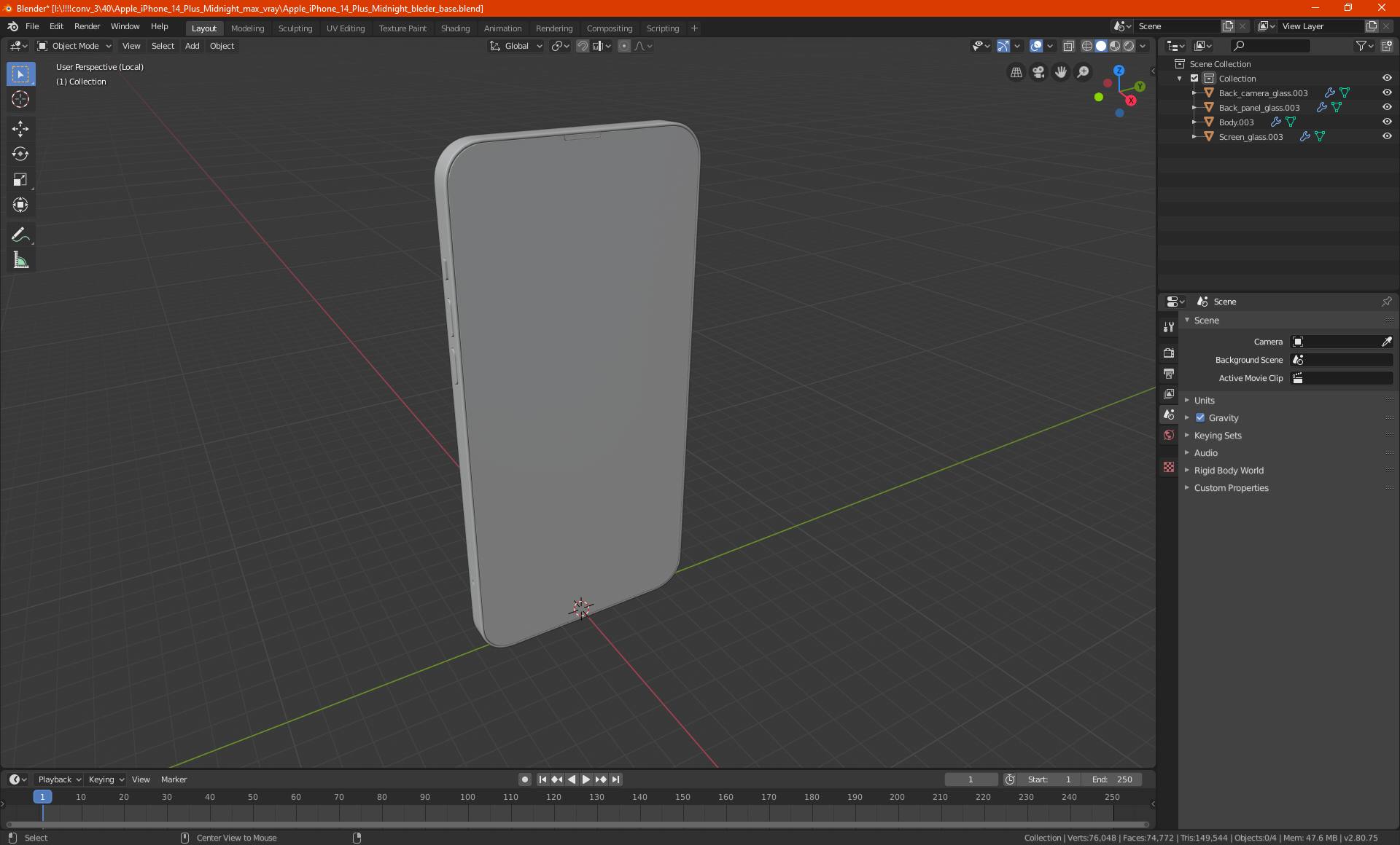 Apple iPhone 14 Plus Midnight 3D model