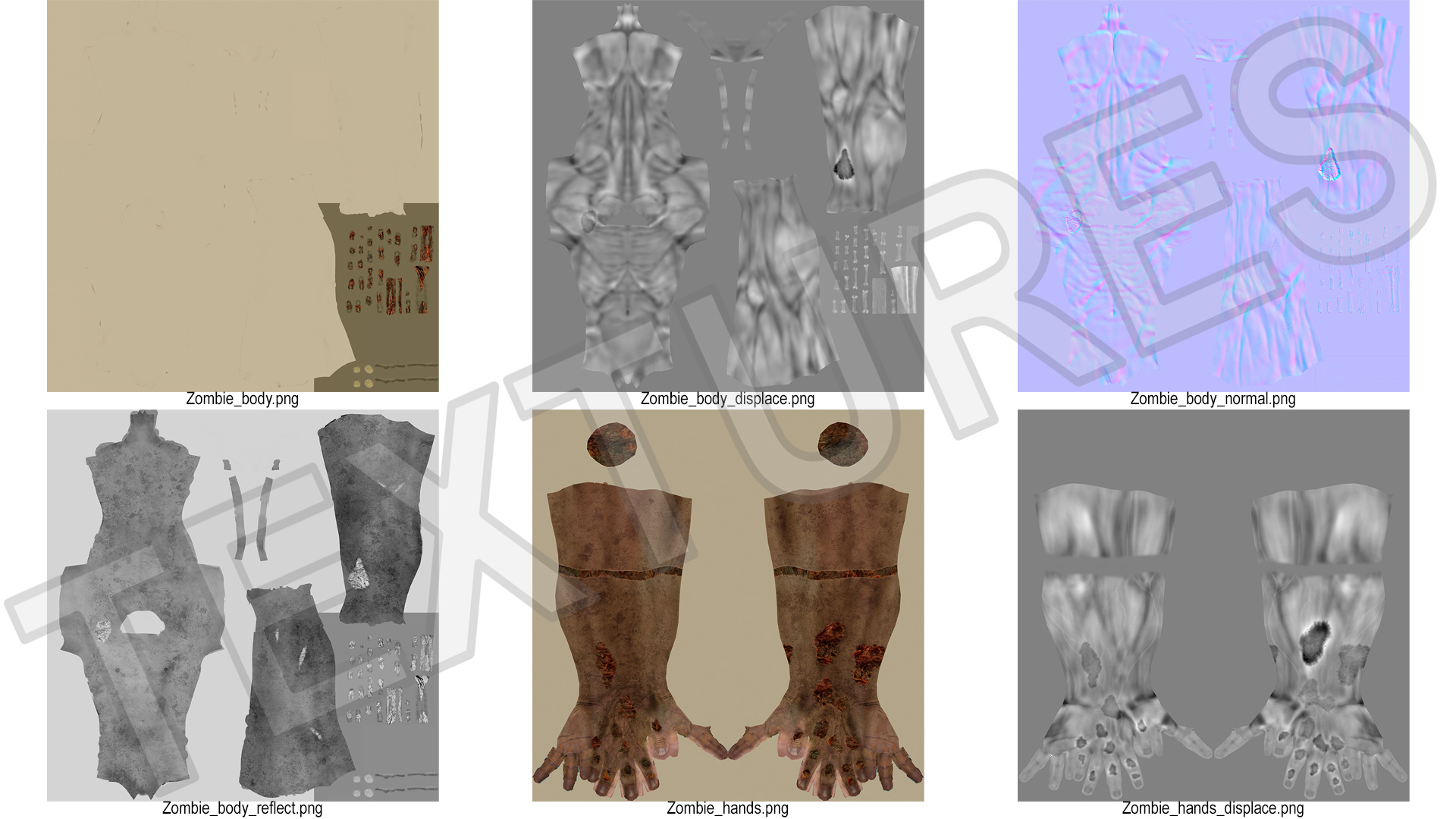 Zombie Hands Rigged 3D model