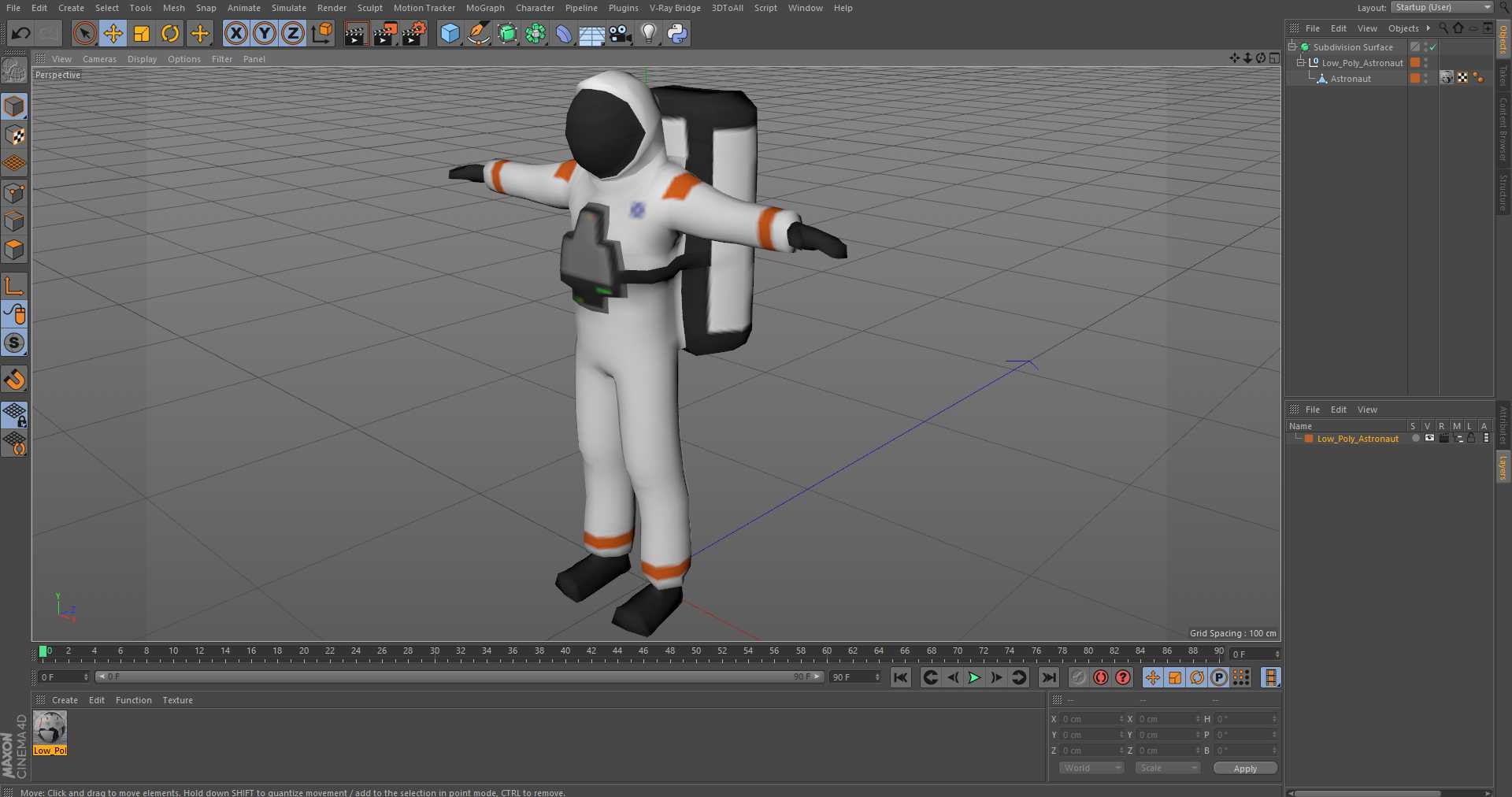 3D Low Poly Astronaut model
