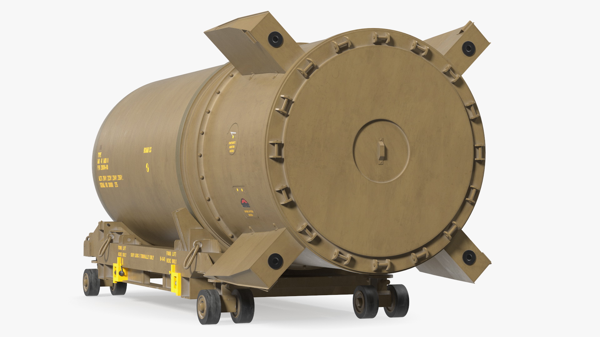 3D model B41 Nuclear Bomb with Airplane Cart