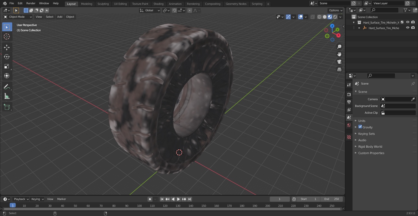 3D model Hard Surface Tire Michelin X Tweel Dirty