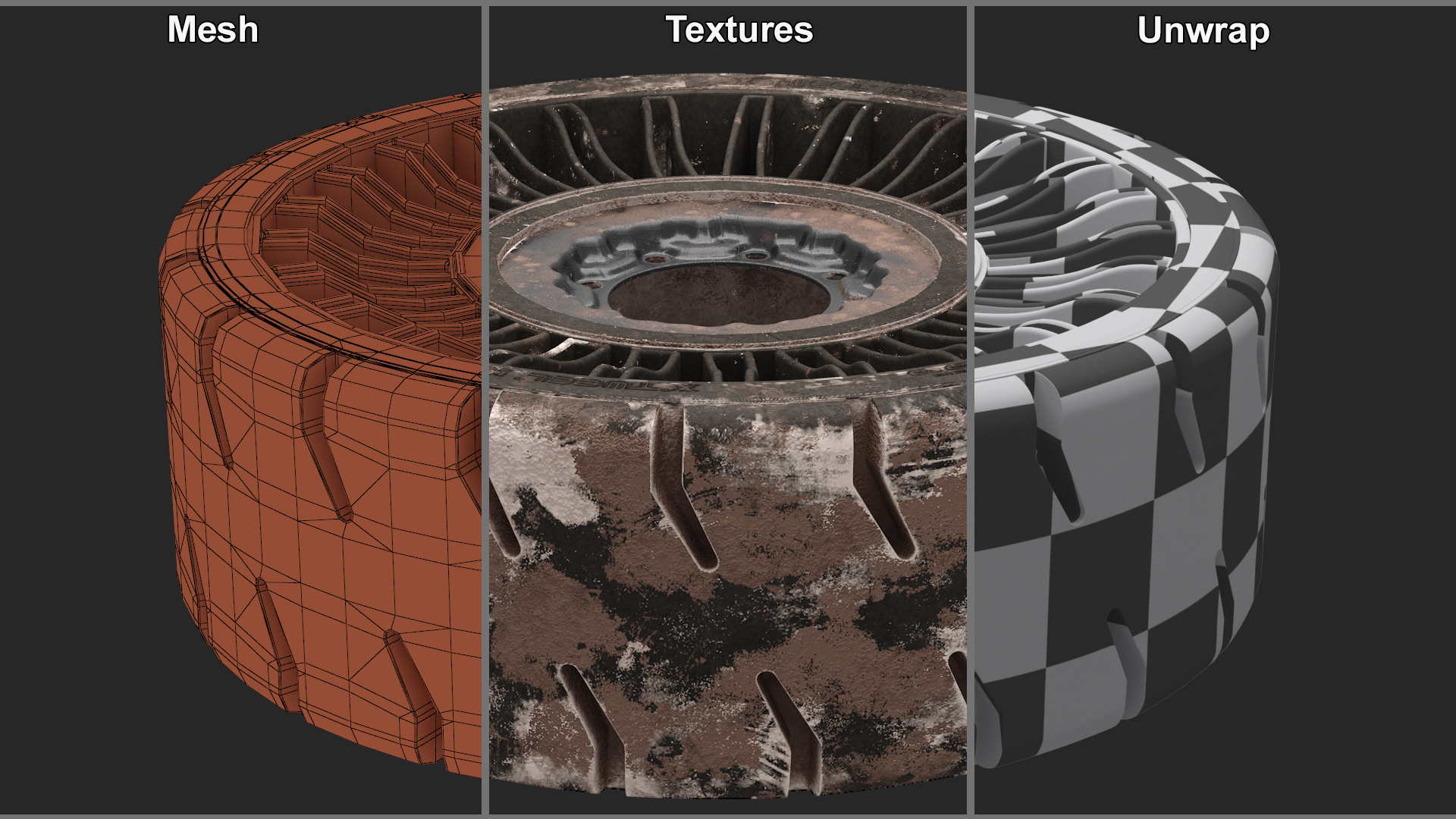 3D model Hard Surface Tire Michelin X Tweel Dirty
