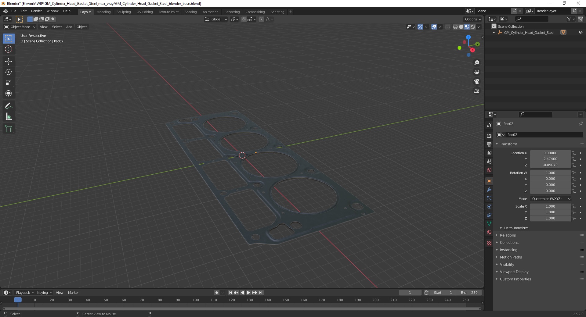 GM Cylinder Head Gasket Steel 3D model