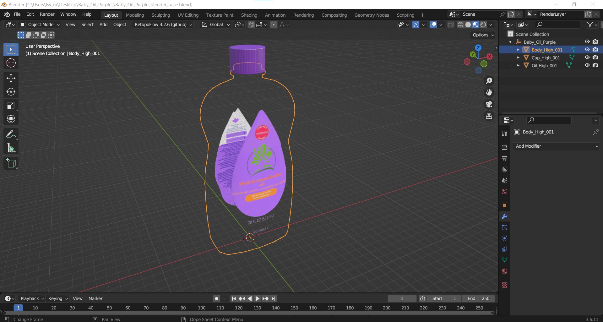 3D model Baby Oil Purple