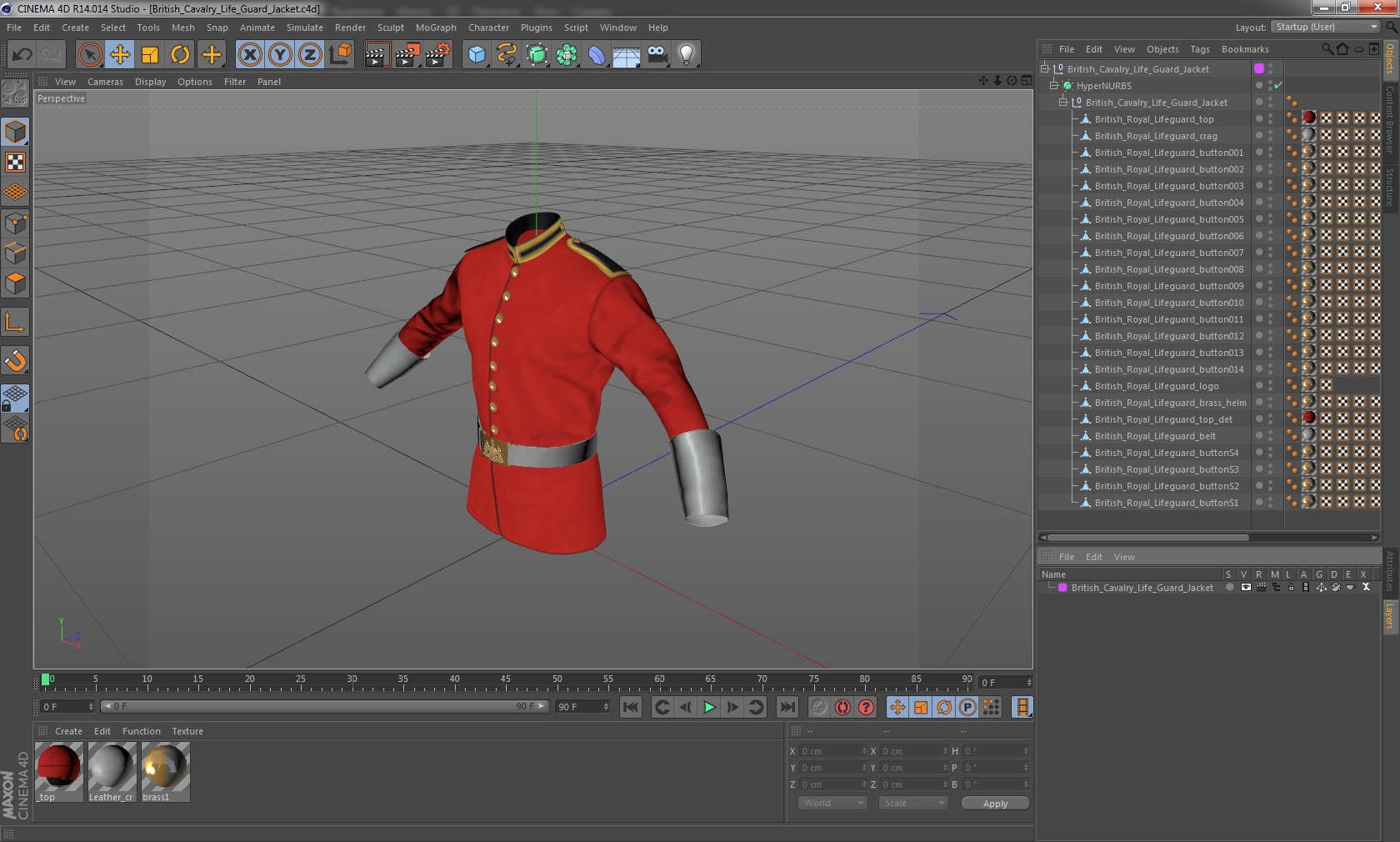 3D British Cavalry Life Guard Jacket model