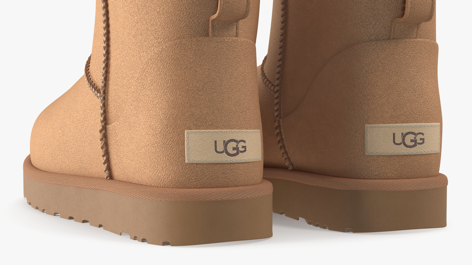 UGG Womens Classic Mini Boots Fur Chestnut 3D