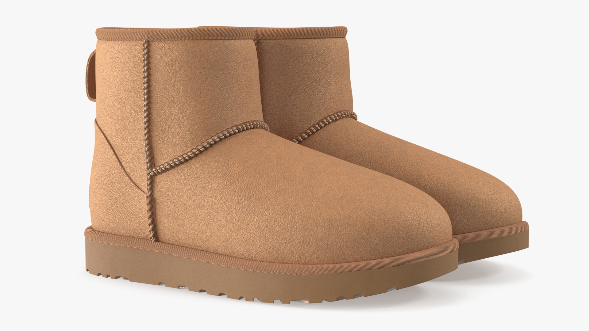 UGG Womens Classic Mini Boots Fur Chestnut 3D
