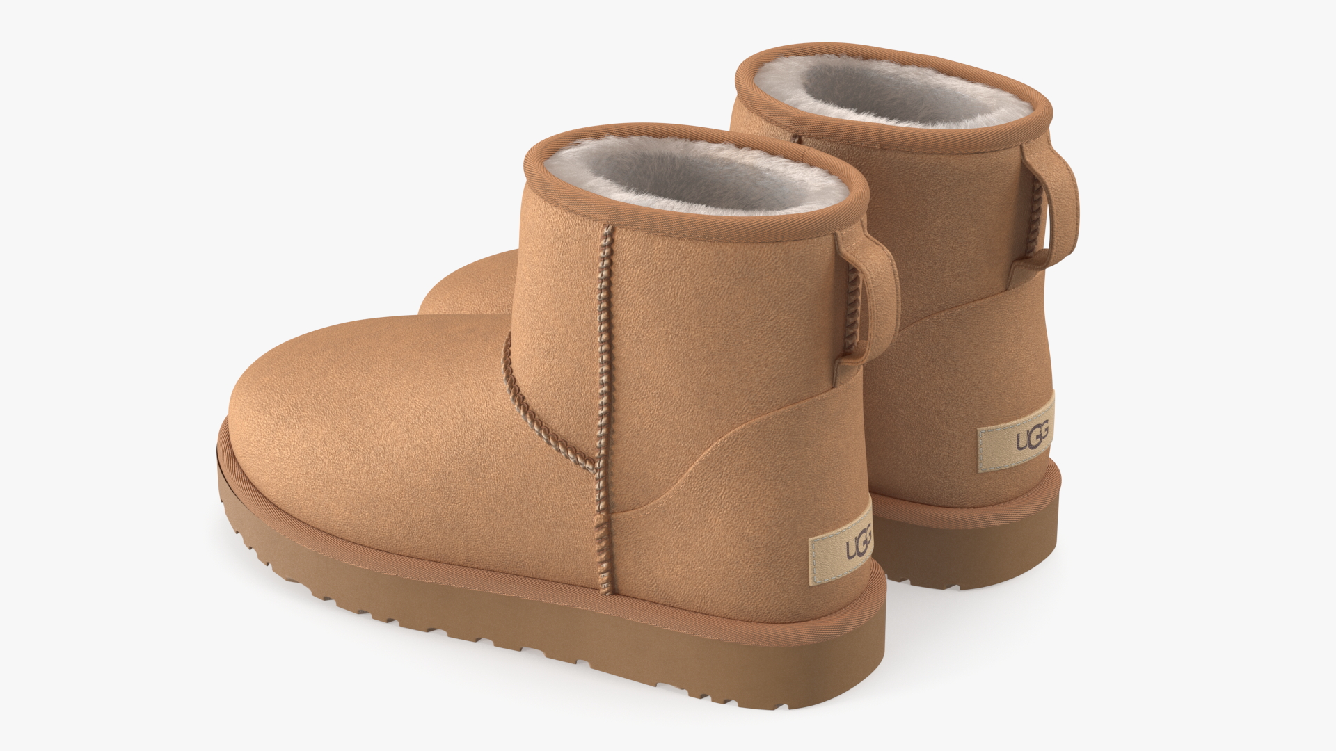 UGG Womens Classic Mini Boots Fur Chestnut 3D