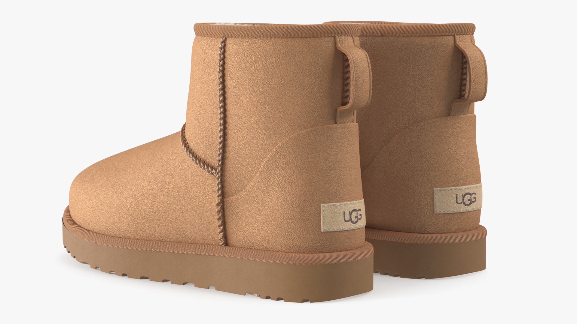 UGG Womens Classic Mini Boots Fur Chestnut 3D
