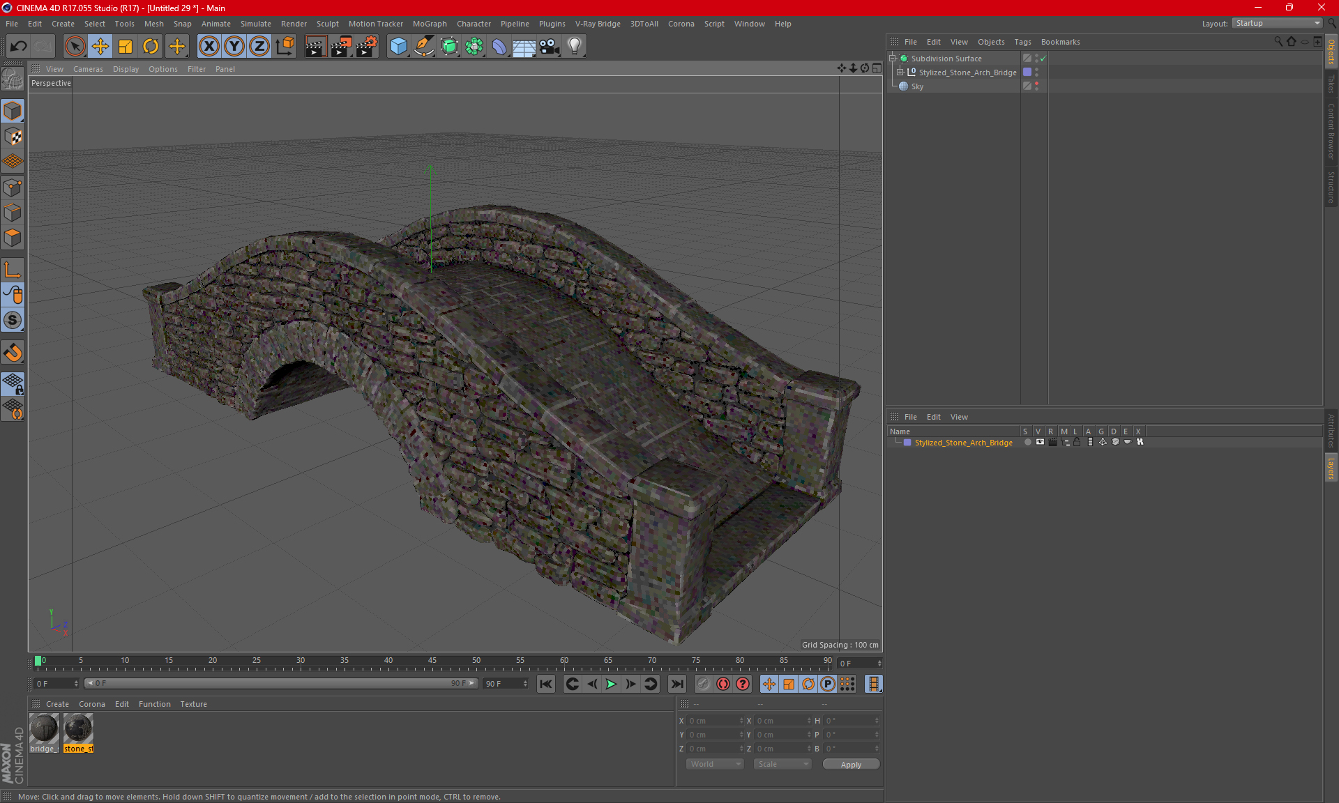 3D Stylized Stone Arch Bridge
