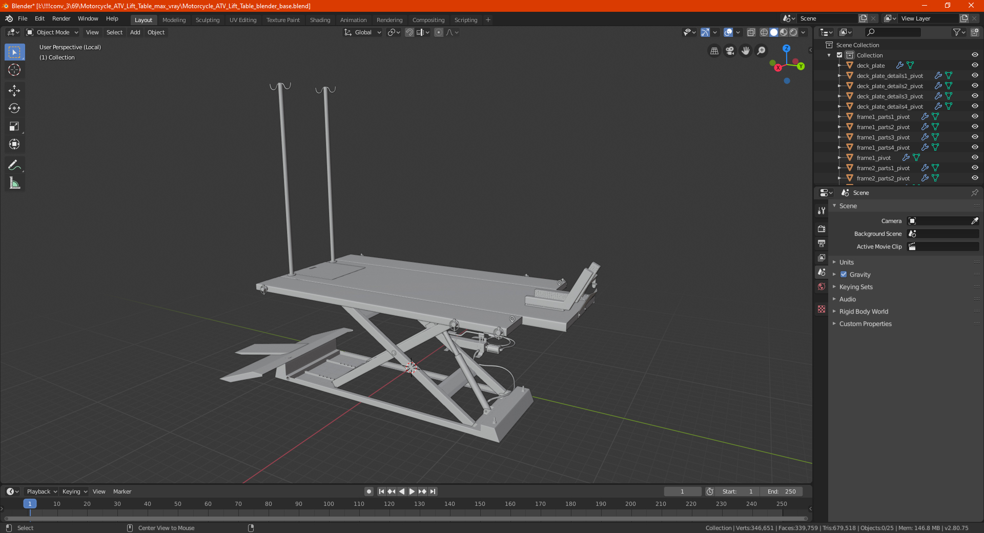 3D model Motorcycle ATV Lift Table