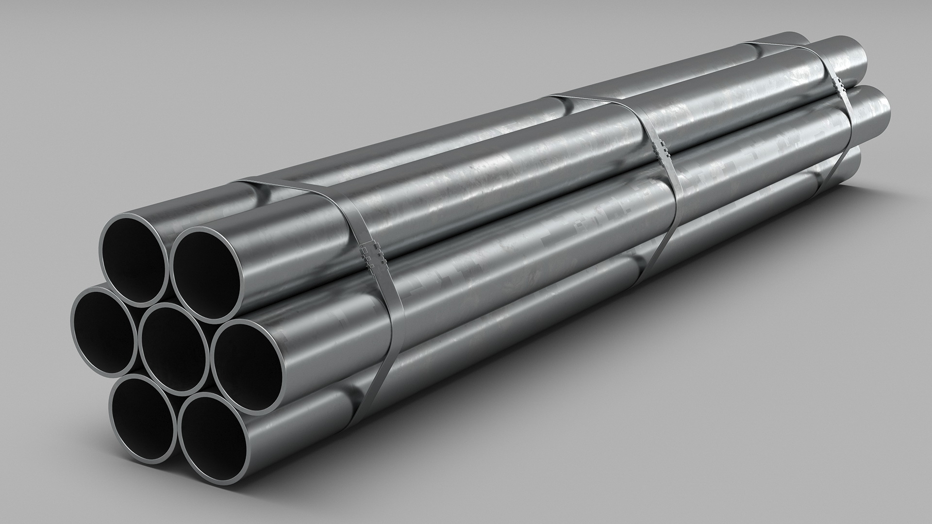 3D Thick Steel Pipes Bundle 2 Meters model