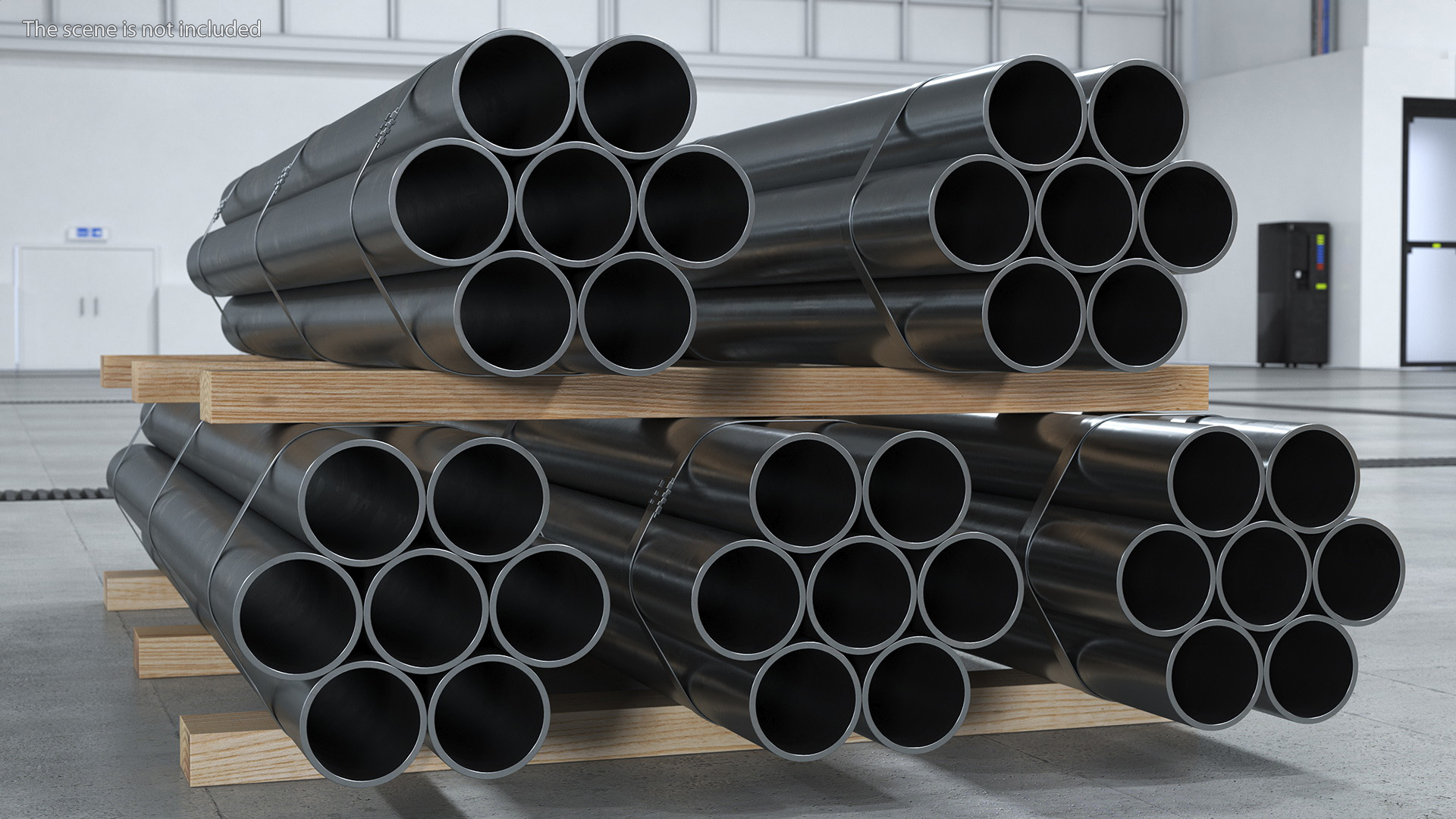 3D Thick Steel Pipes Bundle 2 Meters model
