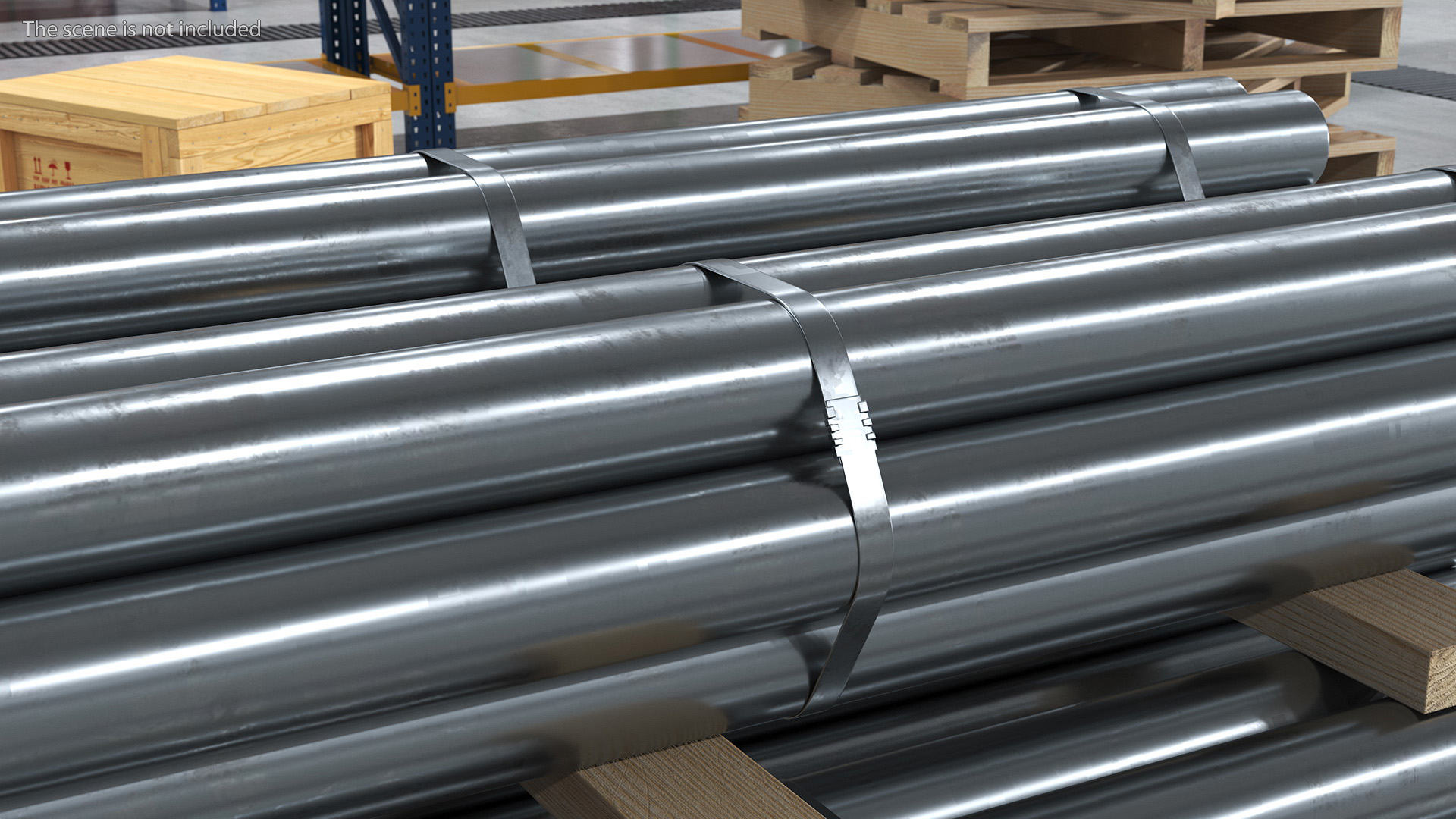 3D Thick Steel Pipes Bundle 2 Meters model