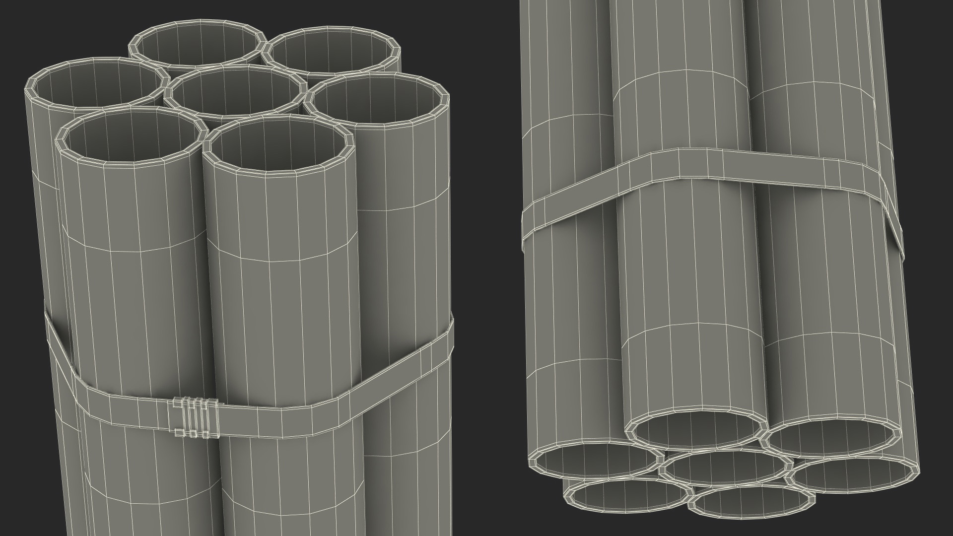 3D Thick Steel Pipes Bundle 2 Meters model
