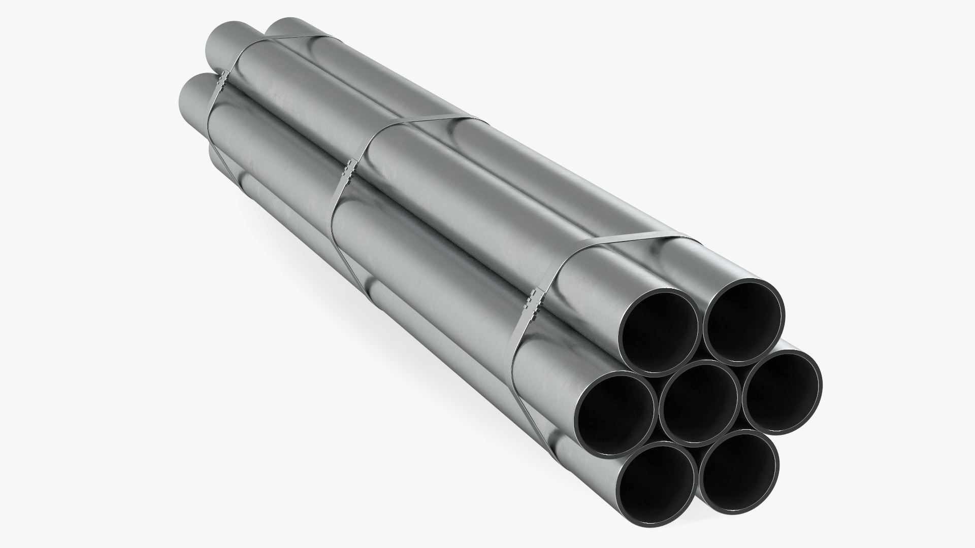 3D Thick Steel Pipes Bundle 2 Meters model