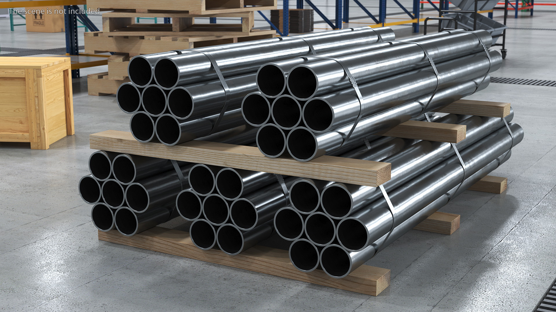3D Thick Steel Pipes Bundle 2 Meters model