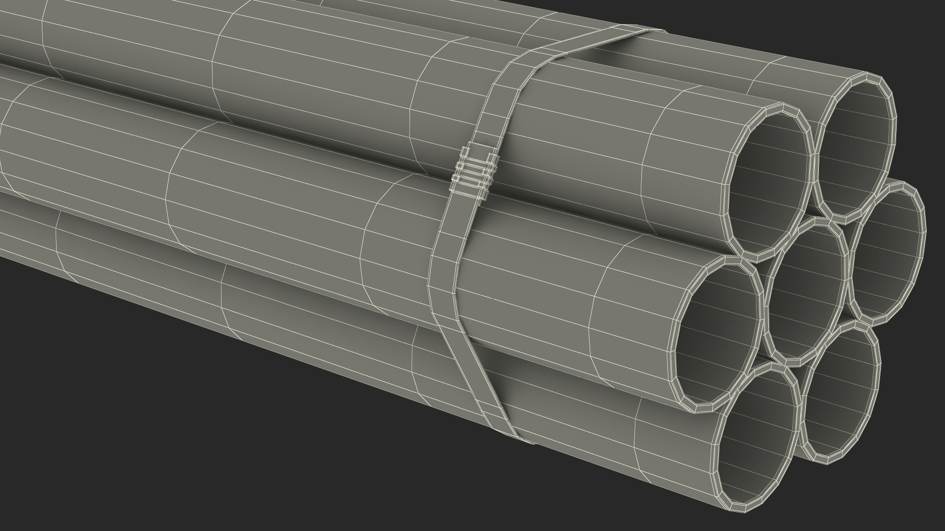 3D Thick Steel Pipes Bundle 2 Meters model