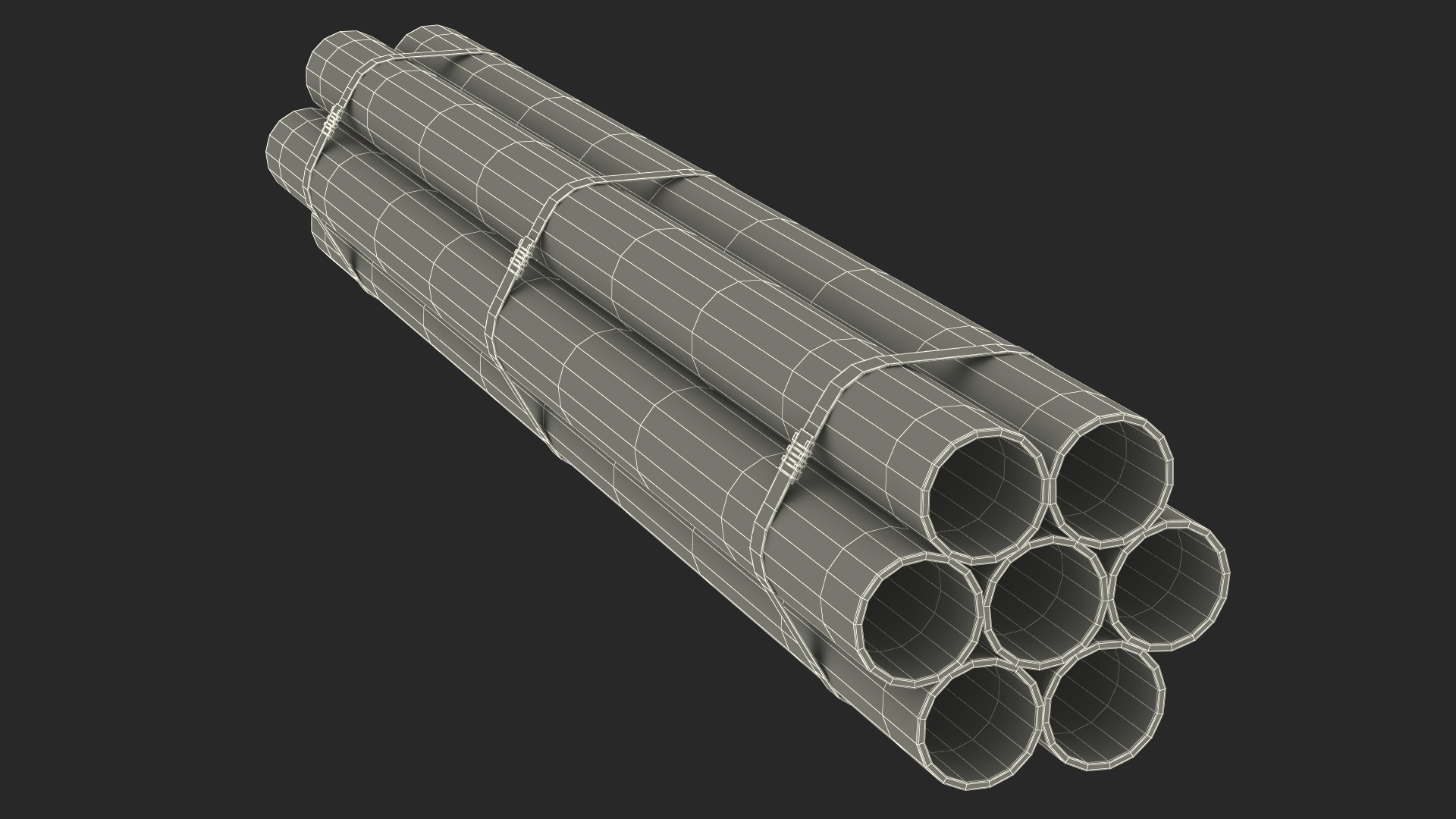 3D Thick Steel Pipes Bundle 2 Meters model