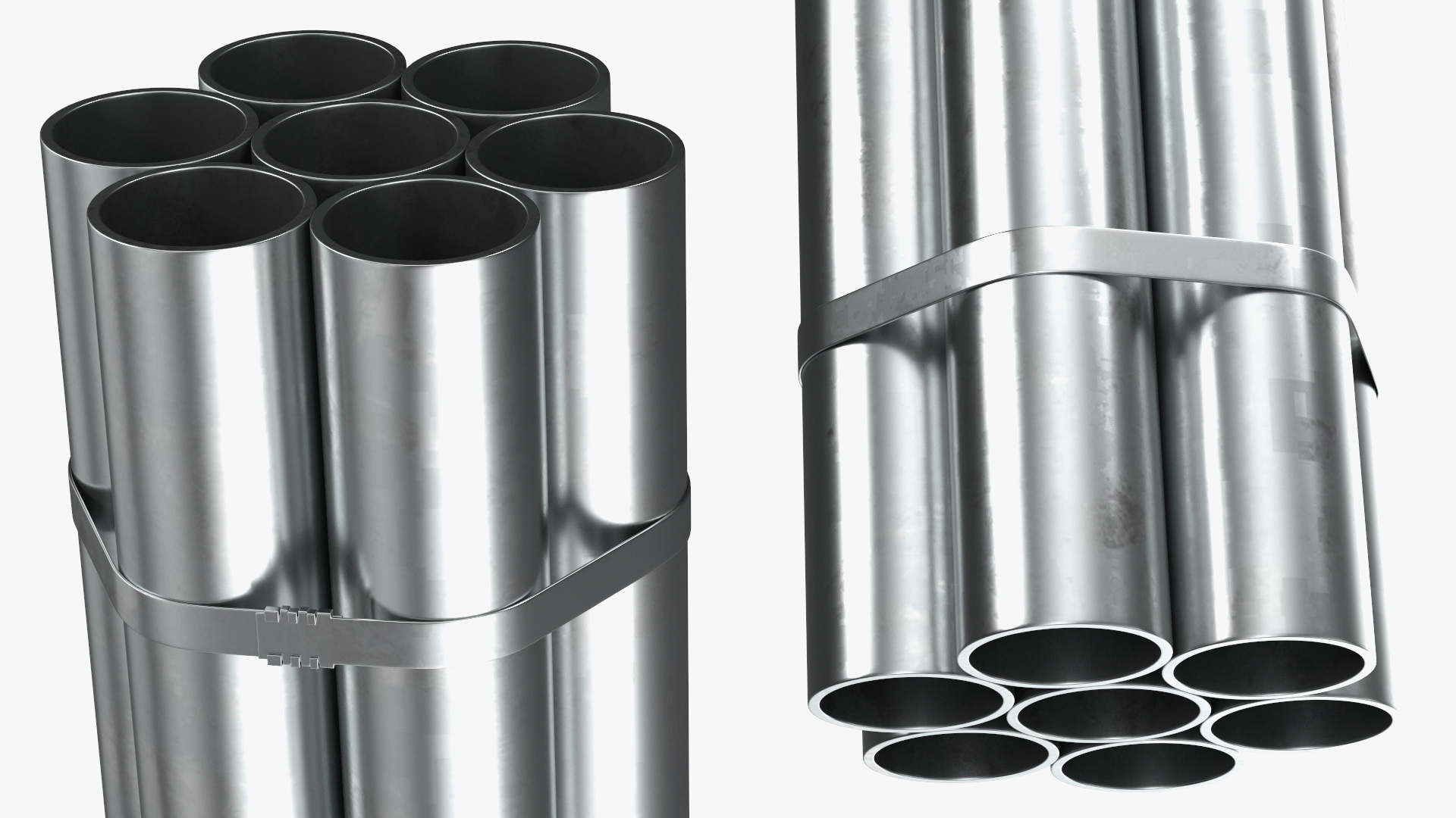 3D Thick Steel Pipes Bundle 2 Meters model