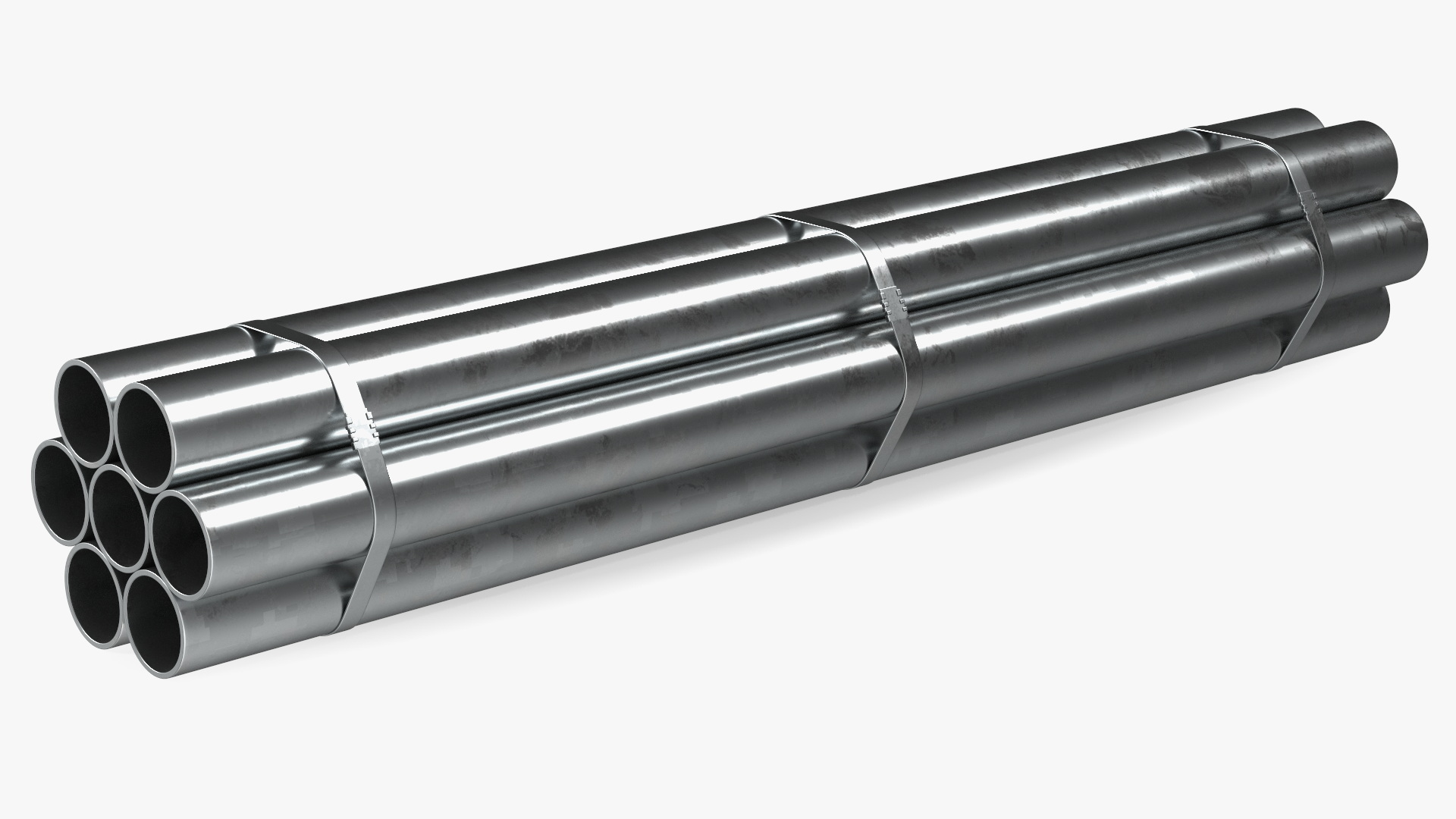 3D Thick Steel Pipes Bundle 2 Meters model